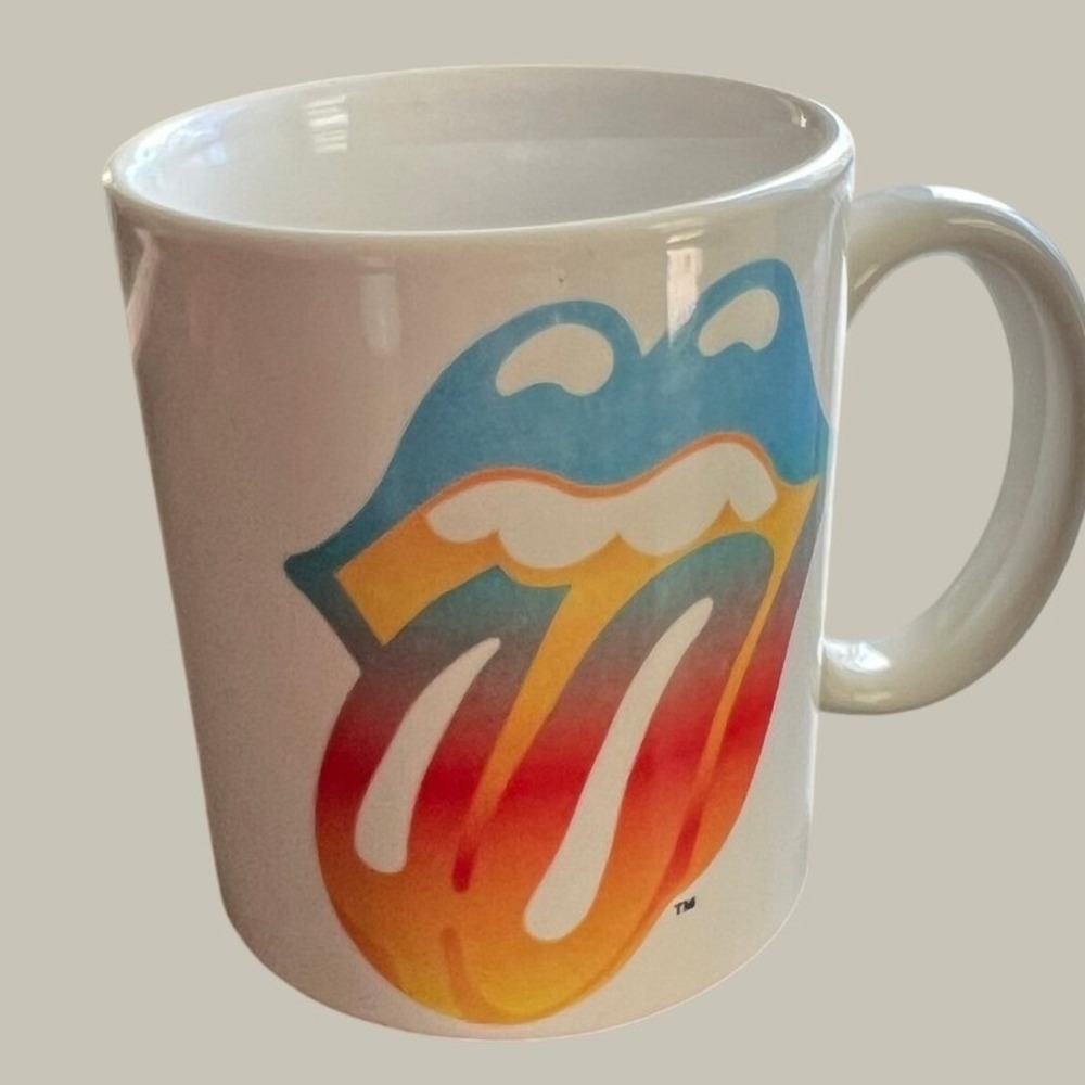 Vintage Rolling Stones Forty Licks Coffee Mug Cup White Rock Band 2002 Tour